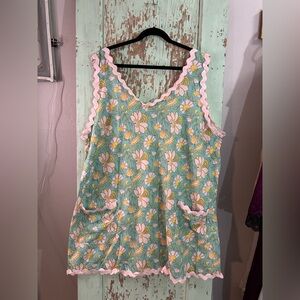 Women’s teal Floral Apron with Pockets